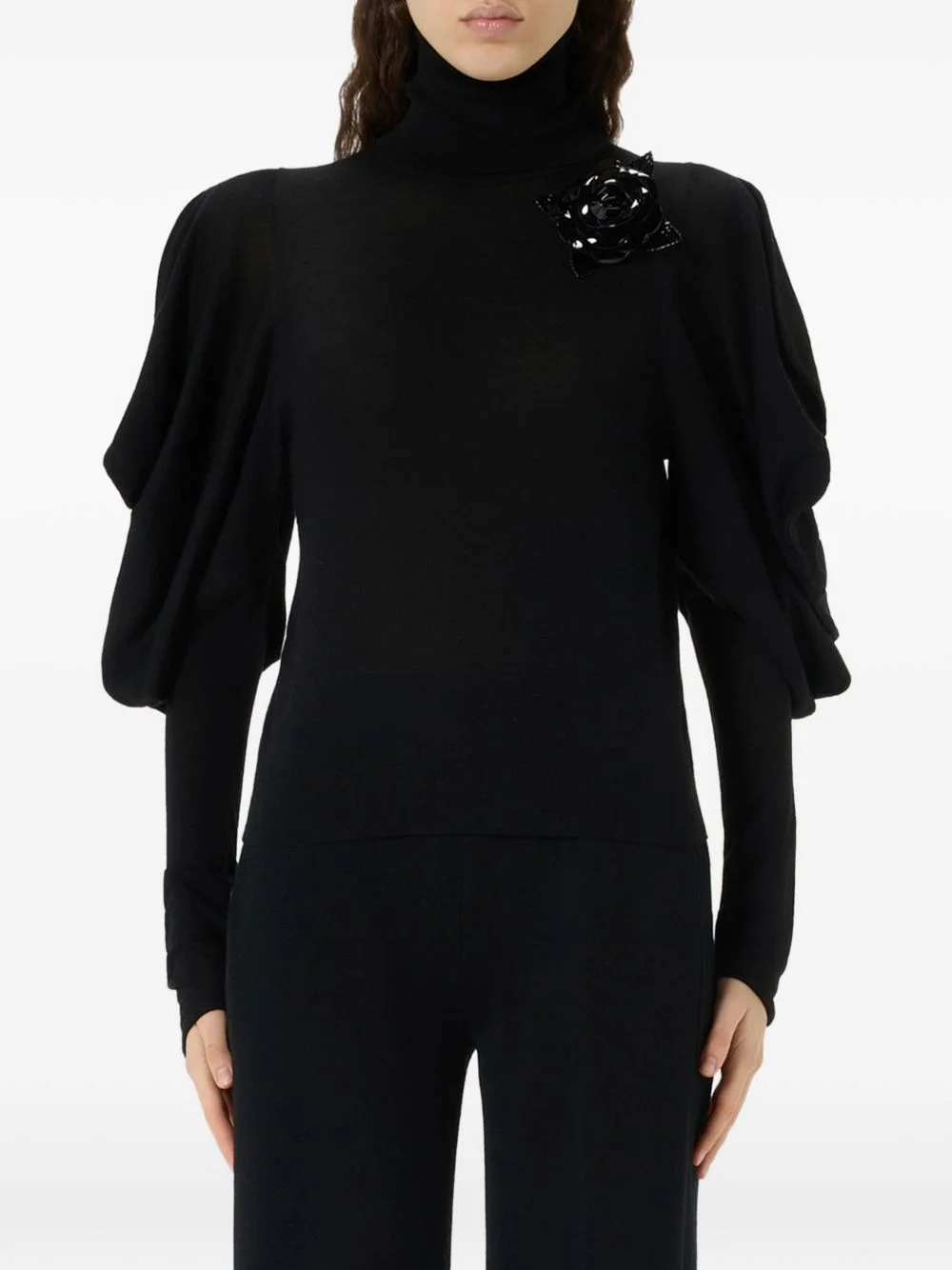puff-sleeve roll-neck sweater - 1