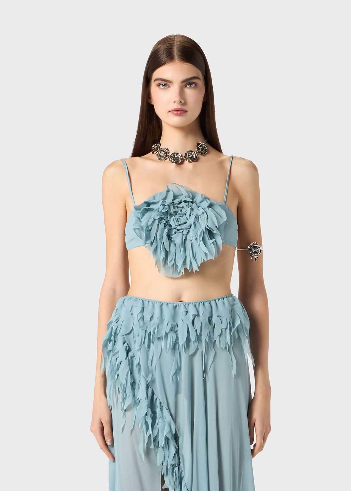 GEORGETTE TOP WITH 3D ROSE - 3