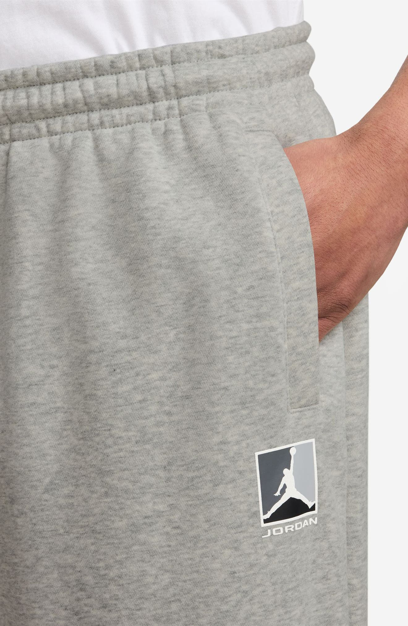 Jordan Graphic Print Brooklyn Fleece Sweatpants in Grey Heather/Pale Grey/White at Nordstrom - 3