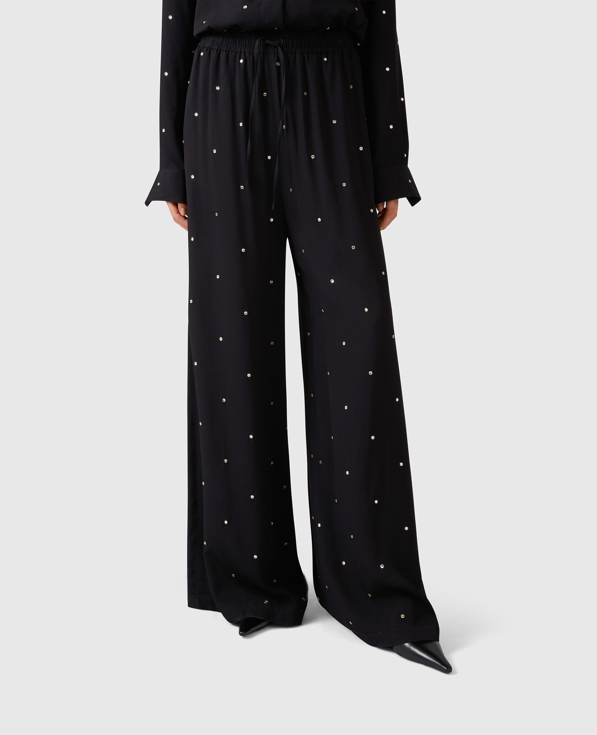 Lead-Free Crystal High-Rise Wide-Leg Pants - 6