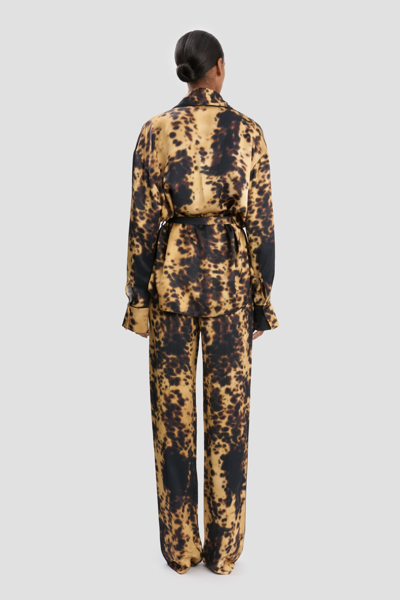 Pyjama Wrap Blouse In Olive Brown Print 5