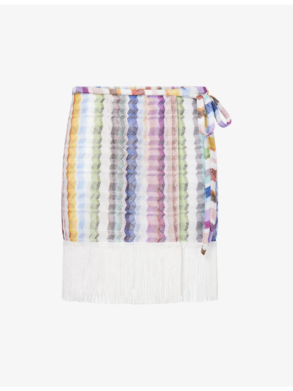 Fringed Wrap-Round Knitted Mini Skirt - 1