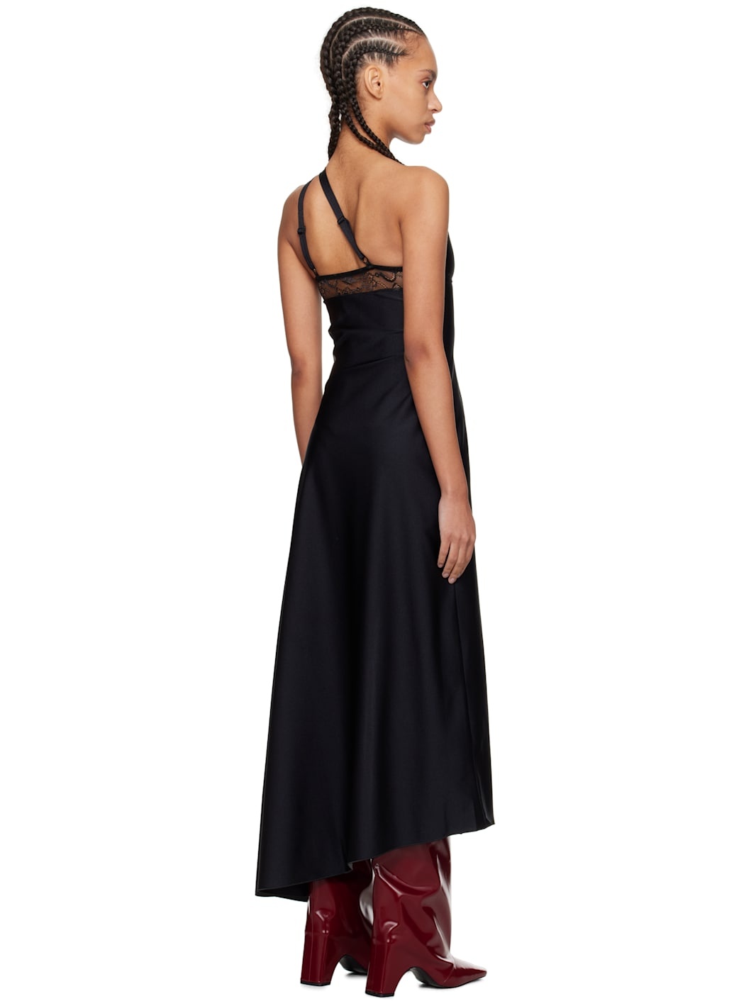 Black Asymmetric Midi Dress - 3
