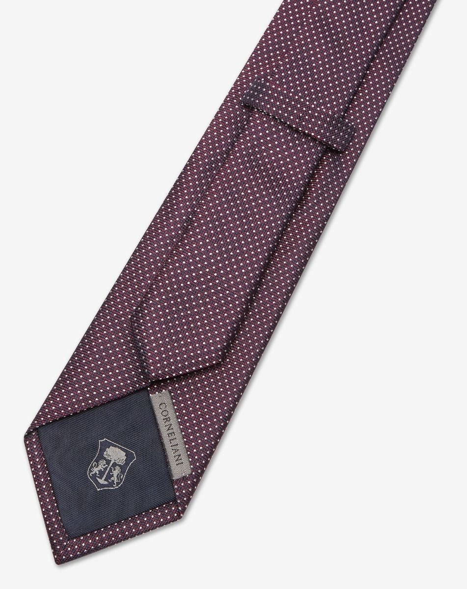 Burgundy silk tie with jacquard micro pattern - 4