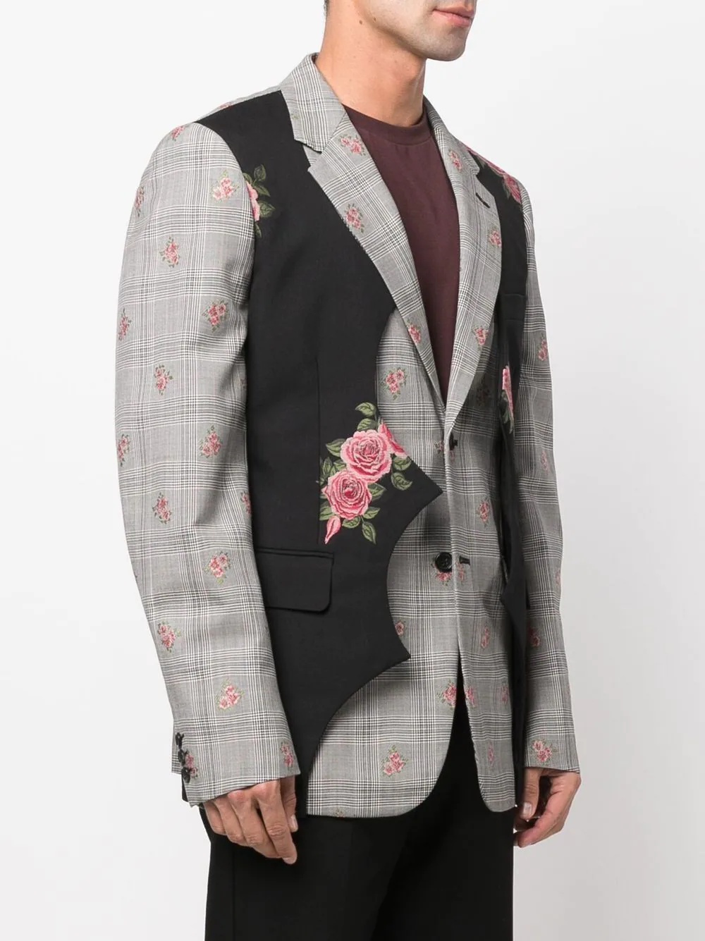 multi-panel floral-print blazer - 3