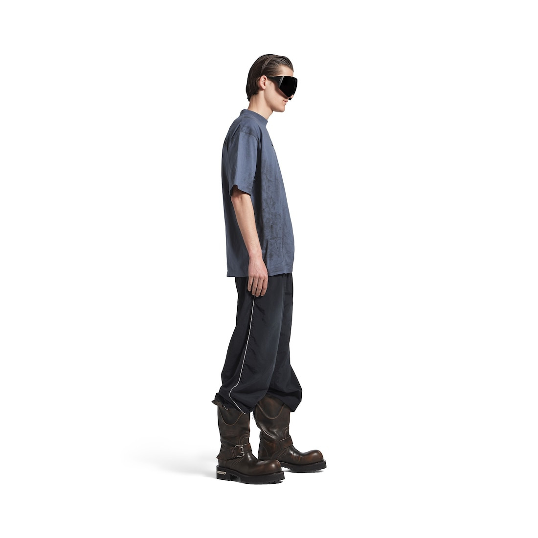 Men's Balenciaga Back T-shirt Medium Fit in Faded Dark Blue/black - 3