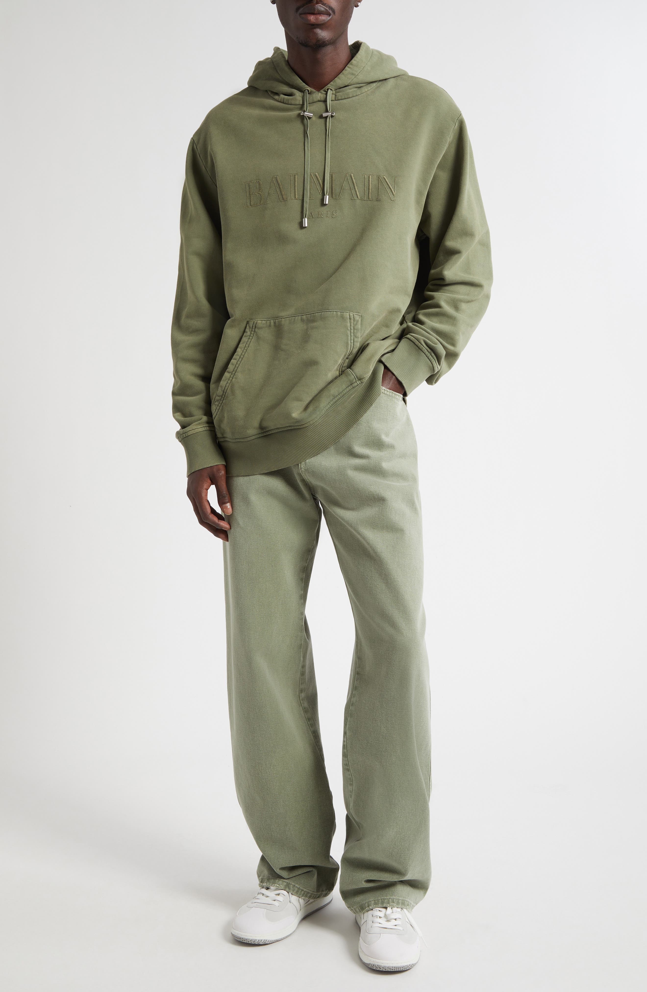 Balmain Loose Fit Khaki Pants in Kaki at Nordstrom - 8
