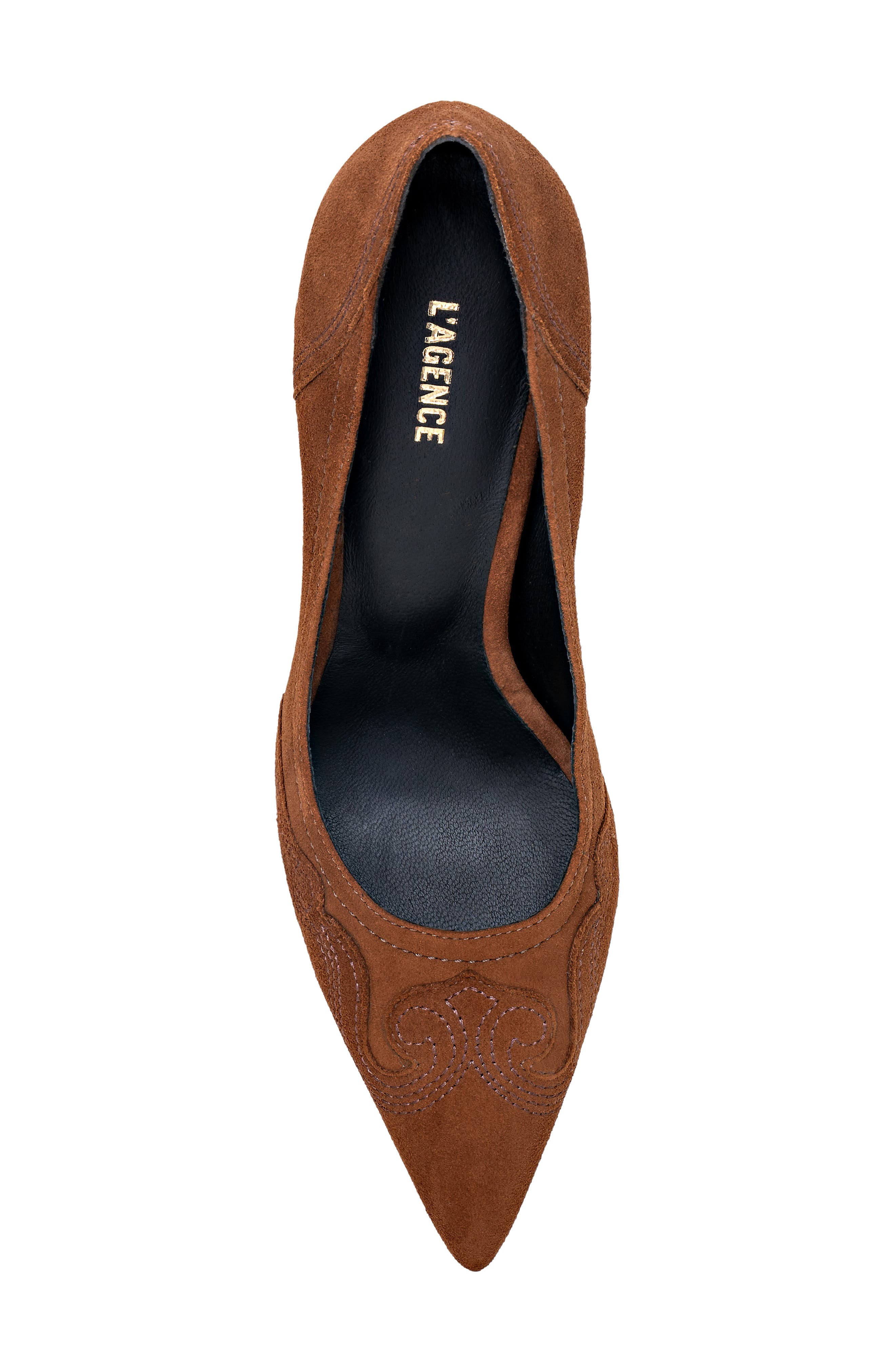 L'AGENCE Amandine Pointed Toe Pump in Buckskin Suede at Nordstrom - 5