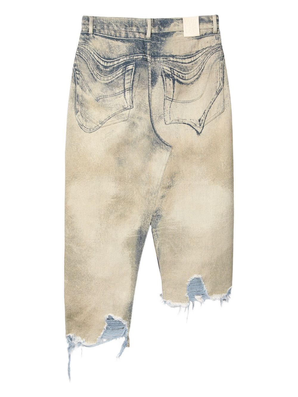frayed denim asymmetric skirt - 2