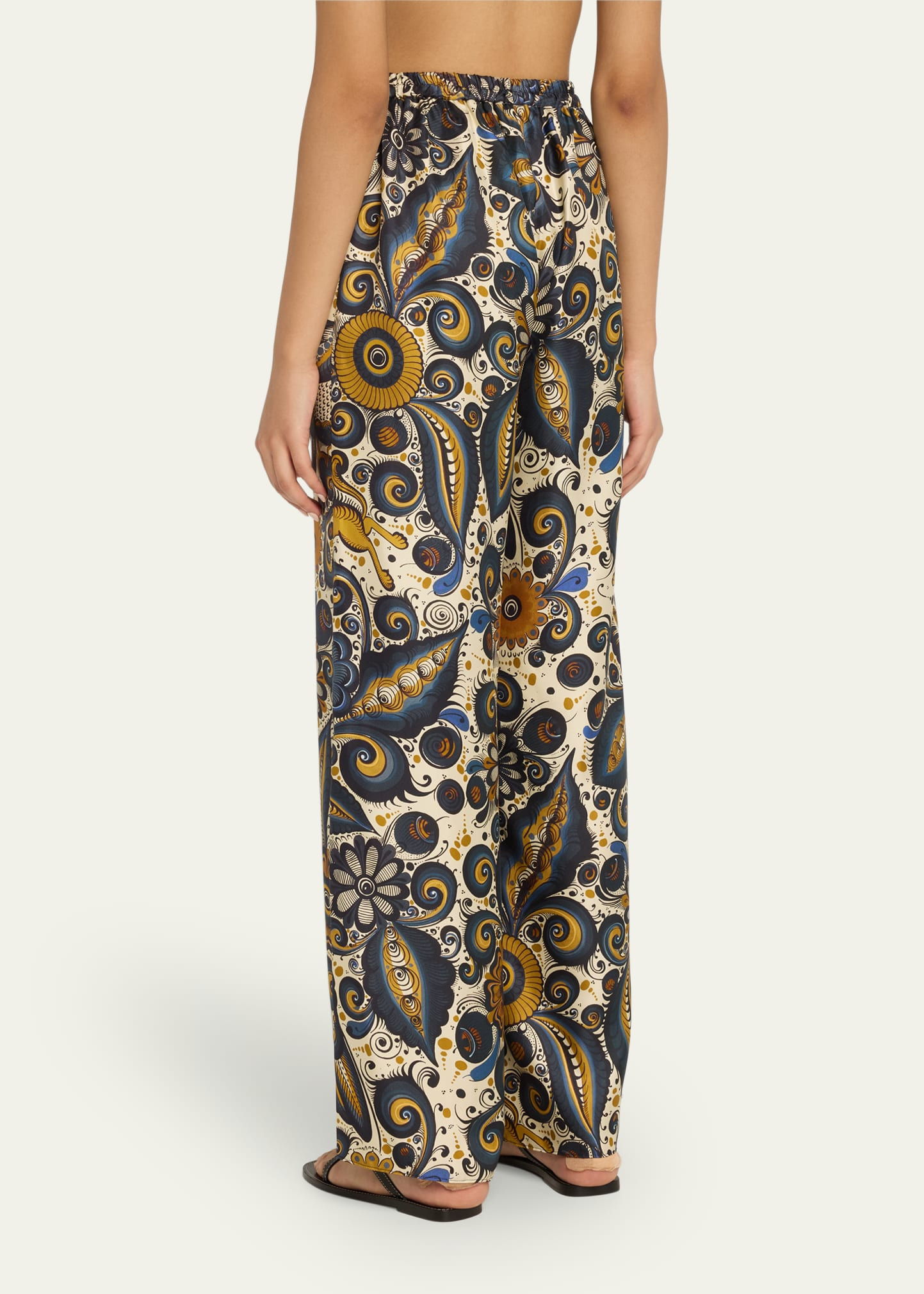Alvarez Nogal Silk Wide-Leg Pull-On Trousers - 3