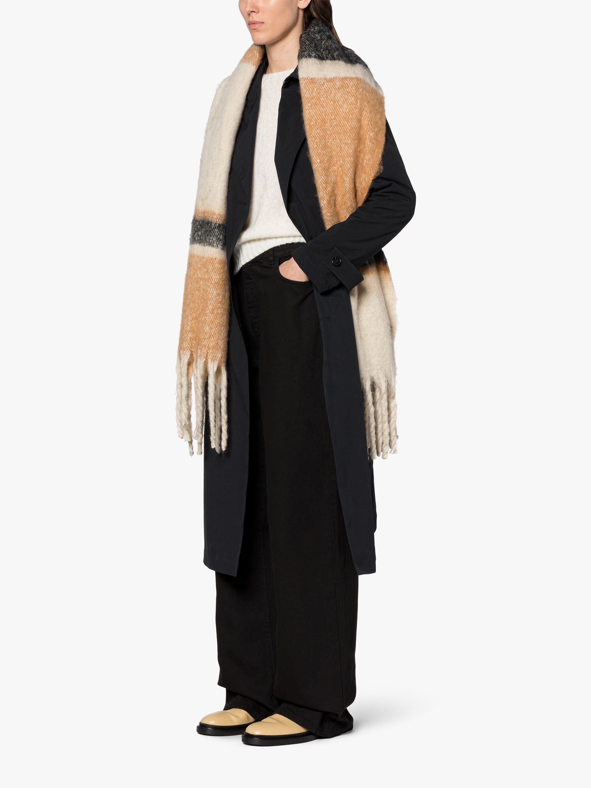 NATURAL STRIPED BLANKET SCARF - 4