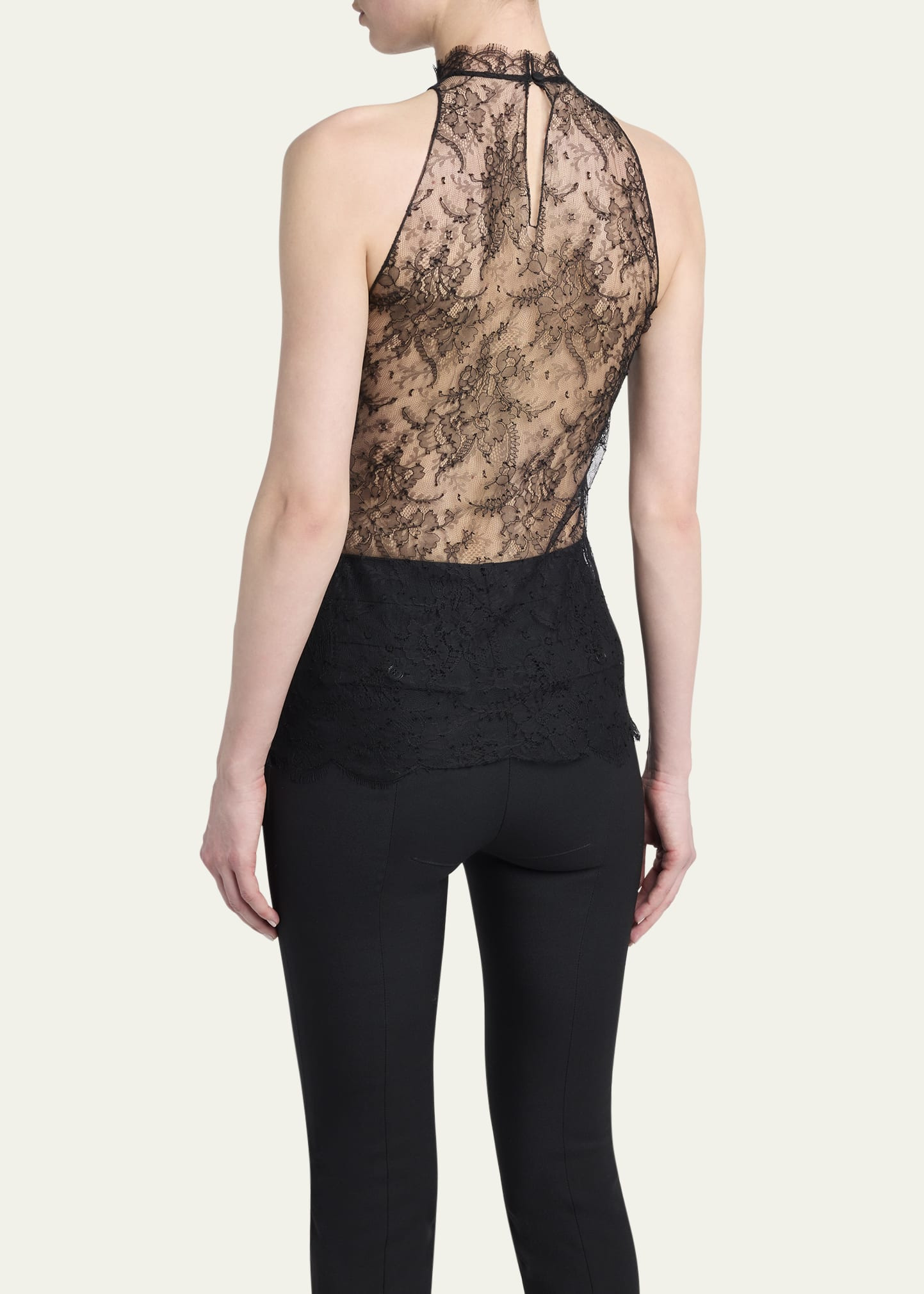 Scalloped Sheer Floral Lace Halter Top - 3