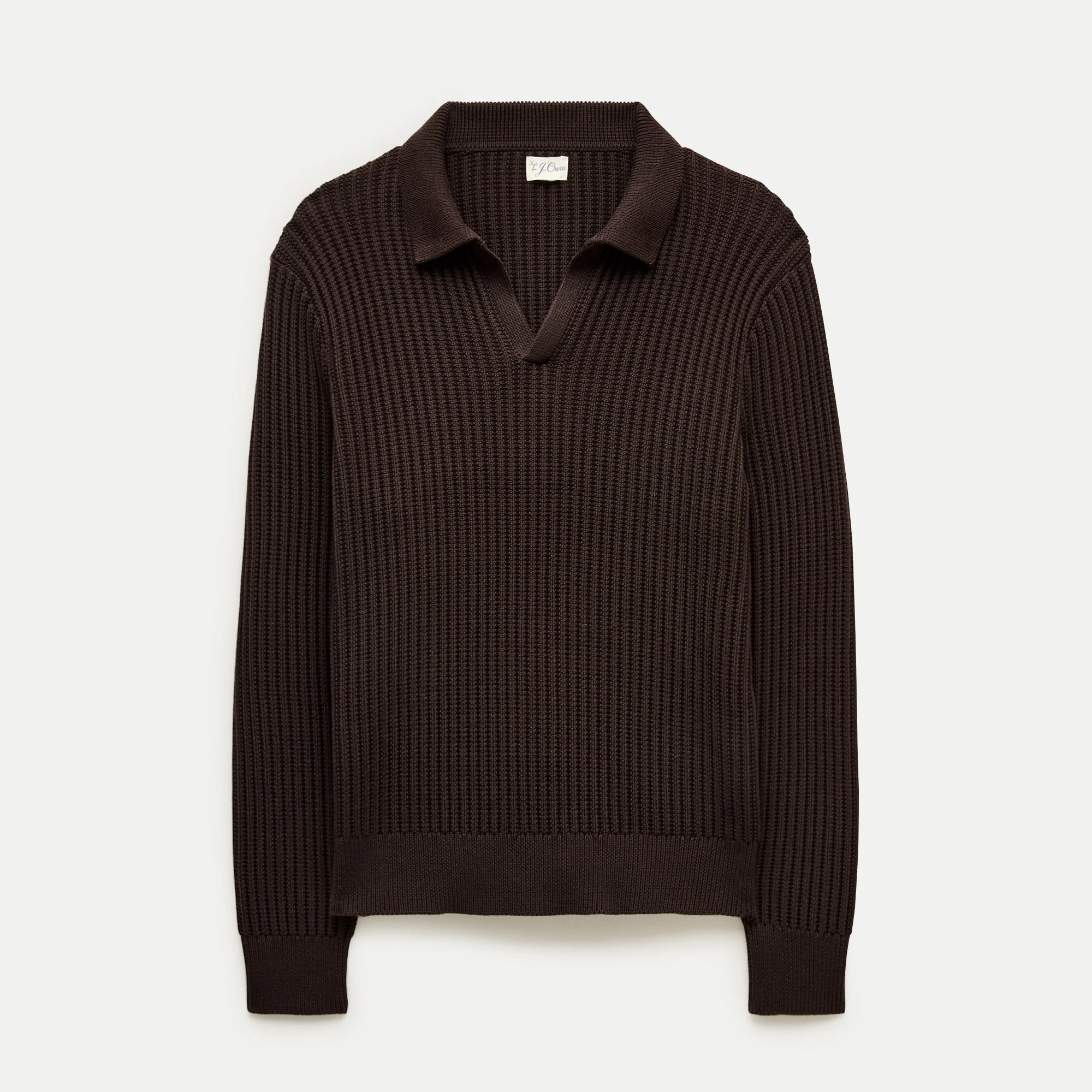 Fisherman-rib johnny-collar sweater in cotton - 1
