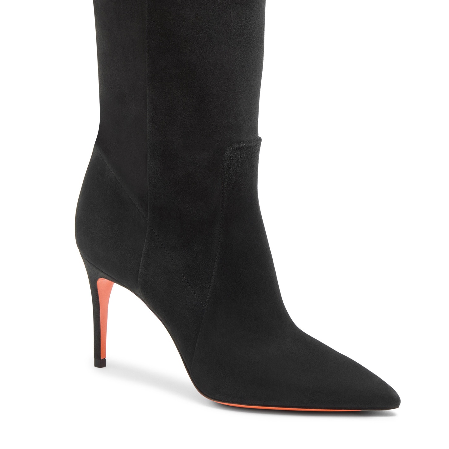 Women's black suede high-heel boot - 5