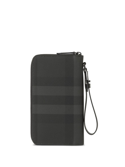 Burberry check-pattern zipped travel wallet outlook