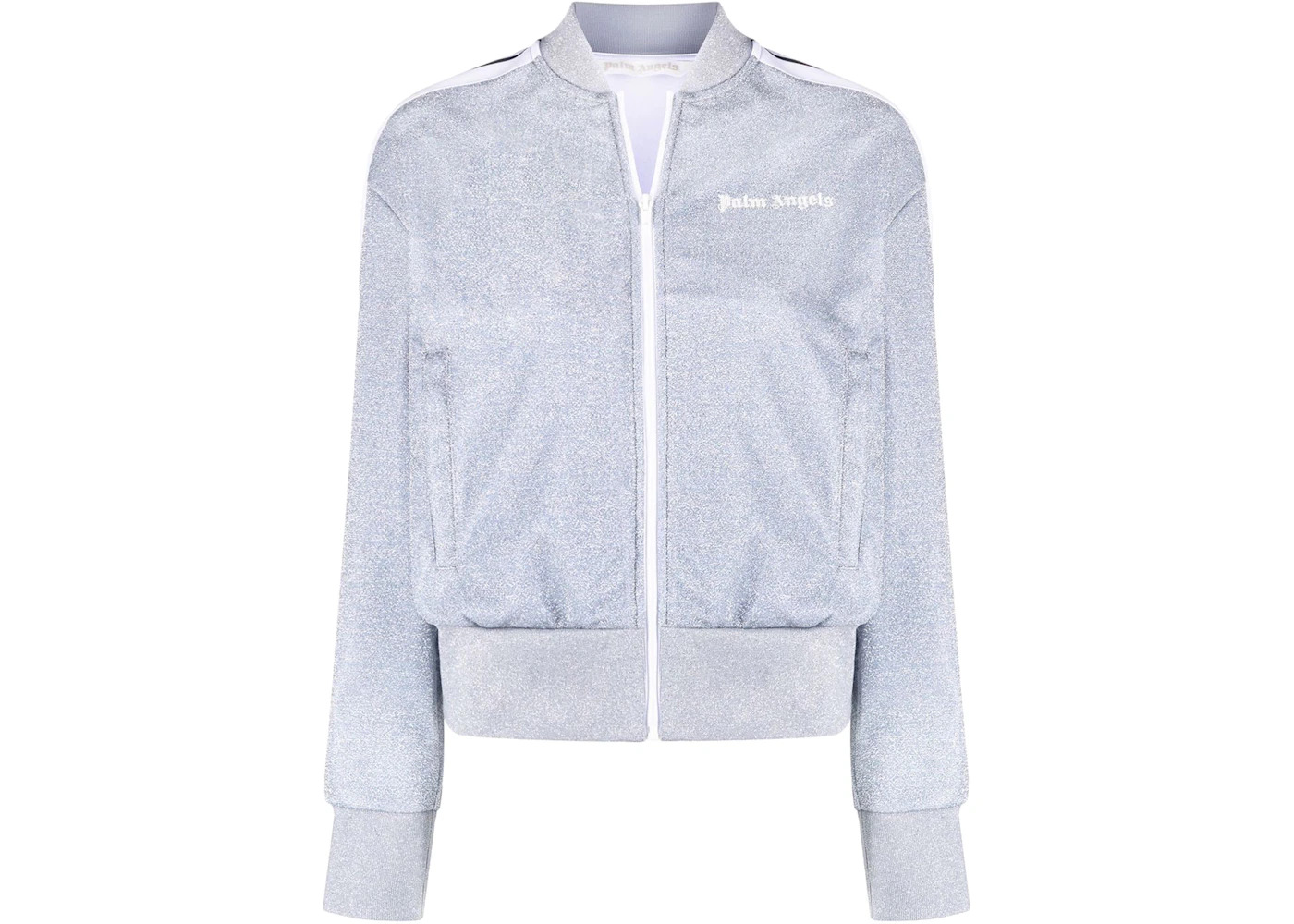 Palm Angels Womens Lurex Track Jacket Grey/Black/White - 1