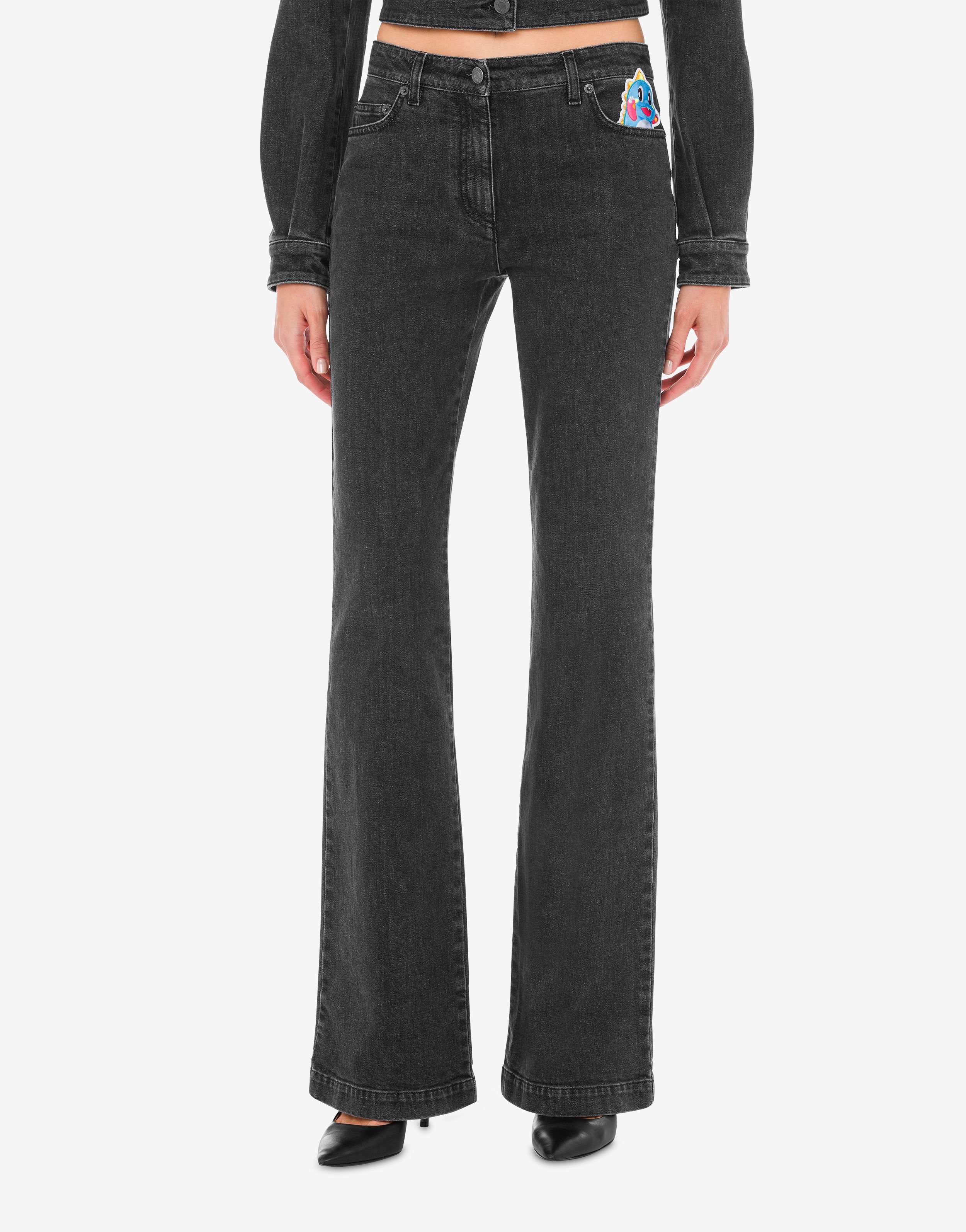 BUBBLE BOBBLE BLACK DENIM TROUSERS - 2