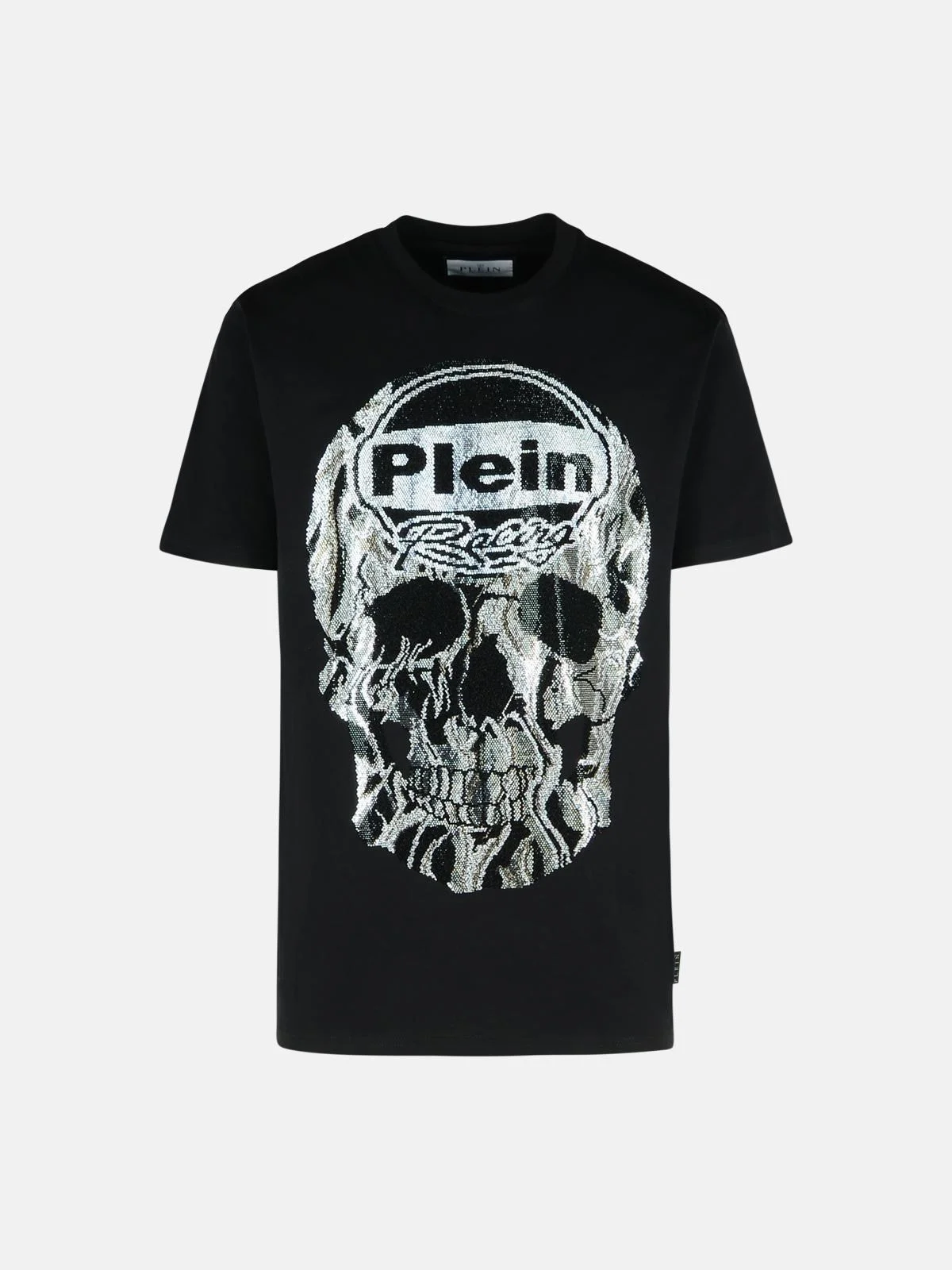 'SKULL STRASS' BLACK COTTON T-SHIRT - 1