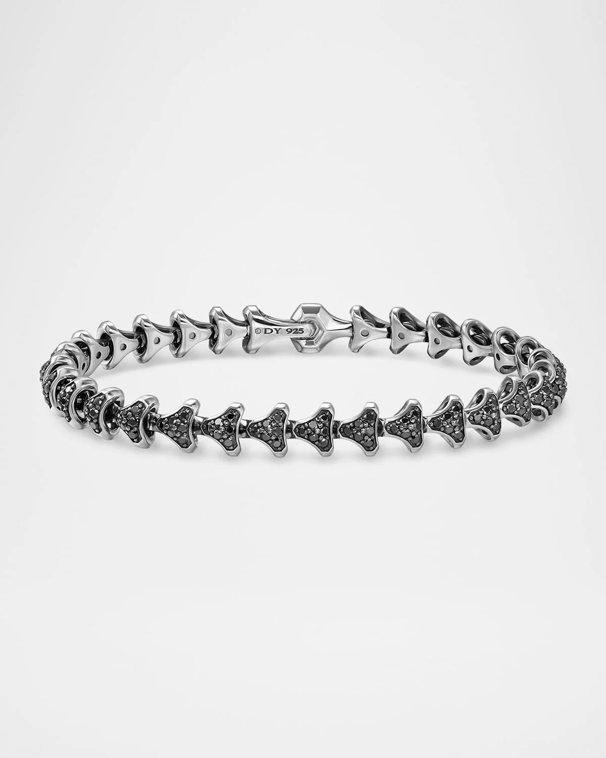 Men's Armoury Link Bracelet in Silver with Black Diamonds, 7.5mm - 1