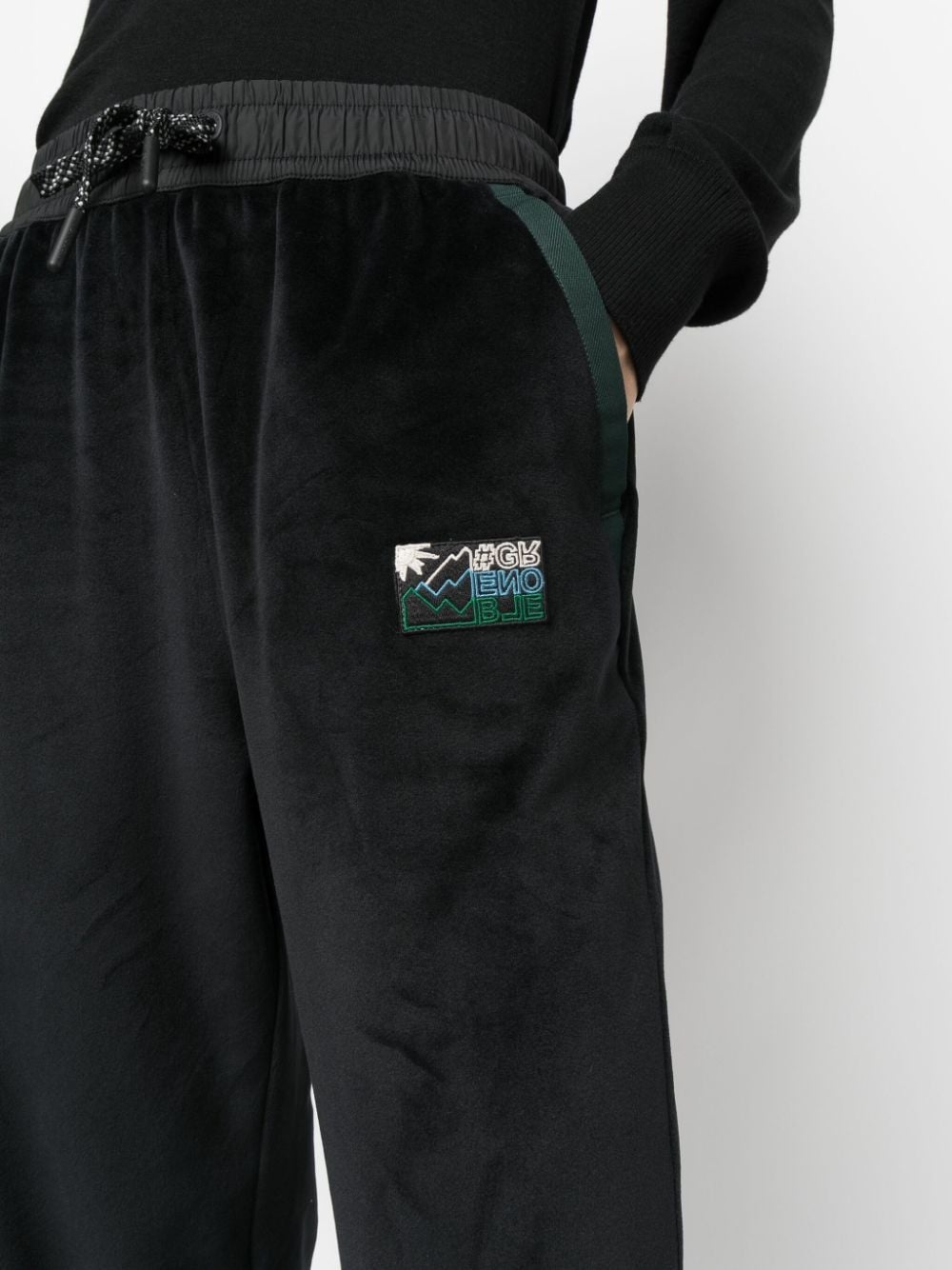 logo-patch velvet-finish track pants - 5