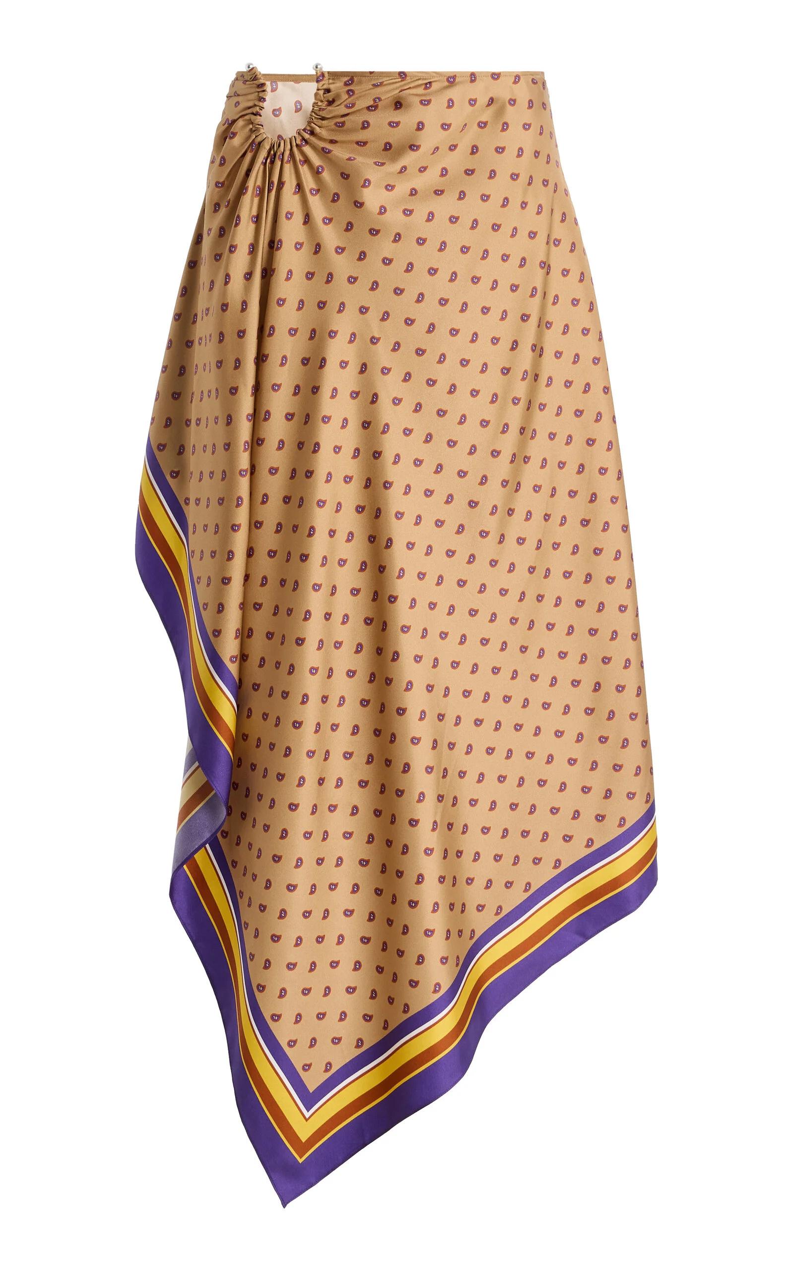 Exclusive La Isla Bandana-Print Silk-Twill Midi Skirt brown - 1
