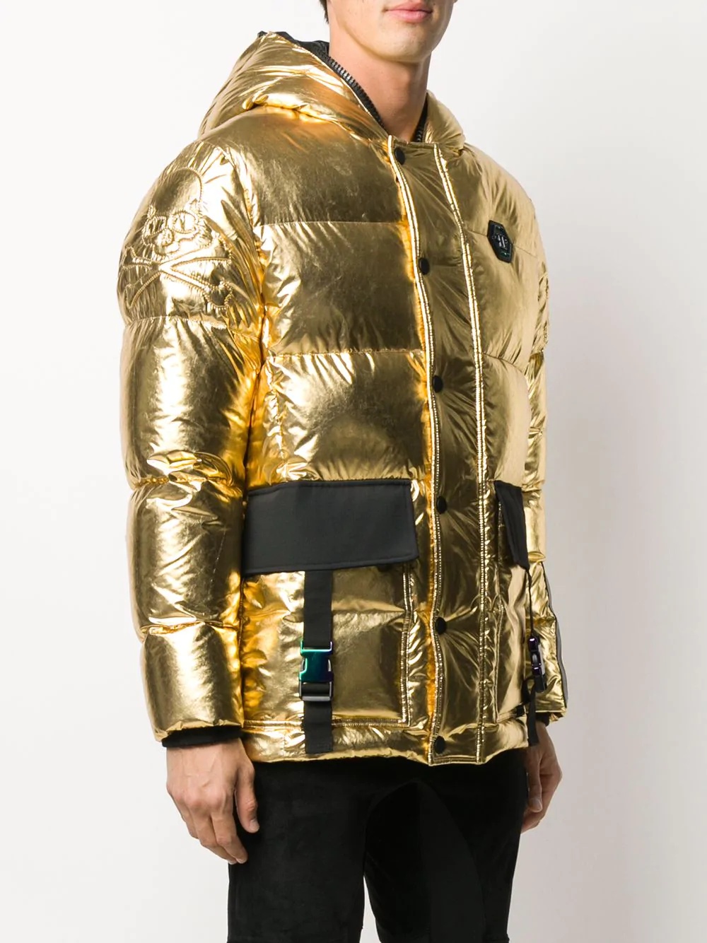 metallic padded hooded jacket  - 3