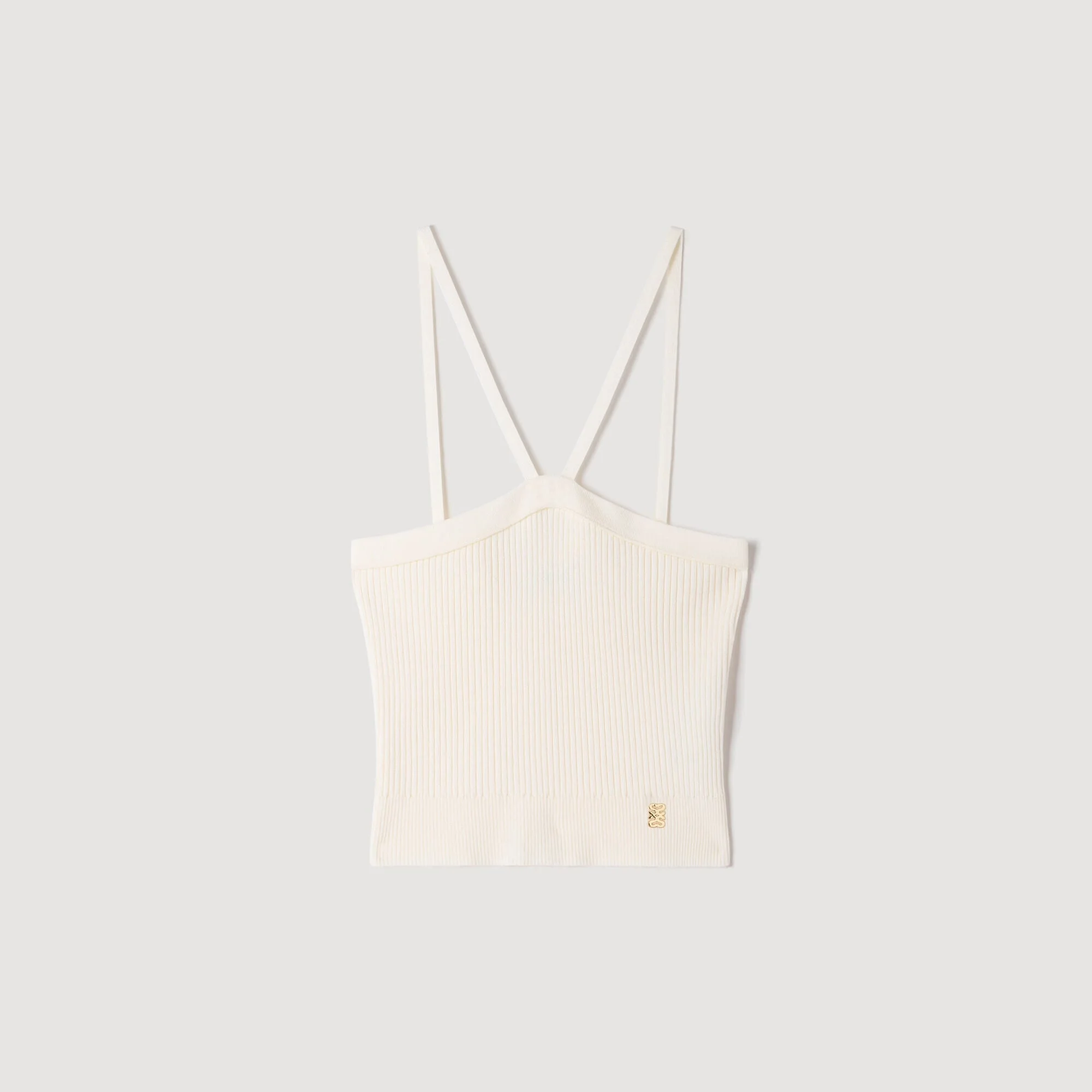 SHORT RIBBED KNIT TOP - 1