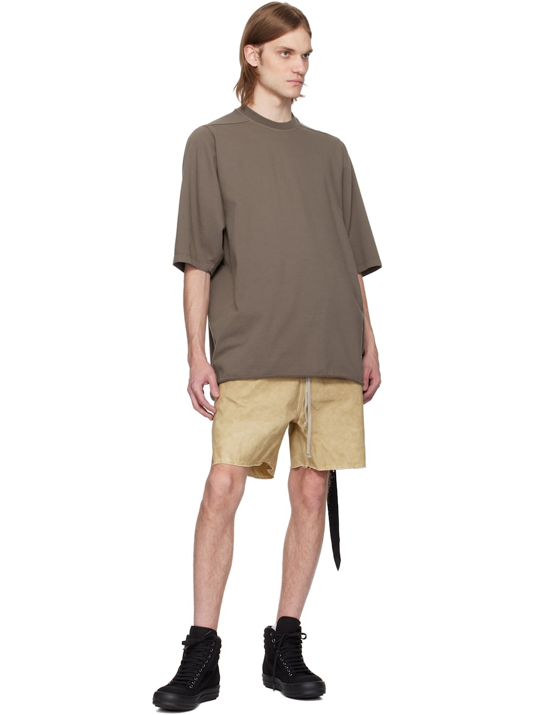 Beige Hollywood Long Boxers Butt Zipp Shorts - 4