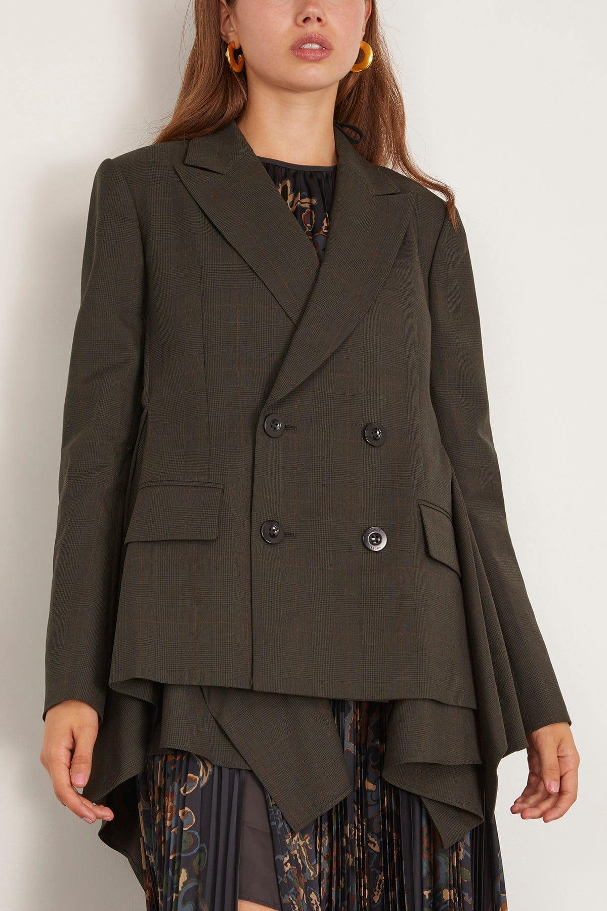 Glen Check Jacket in Khaki - 3