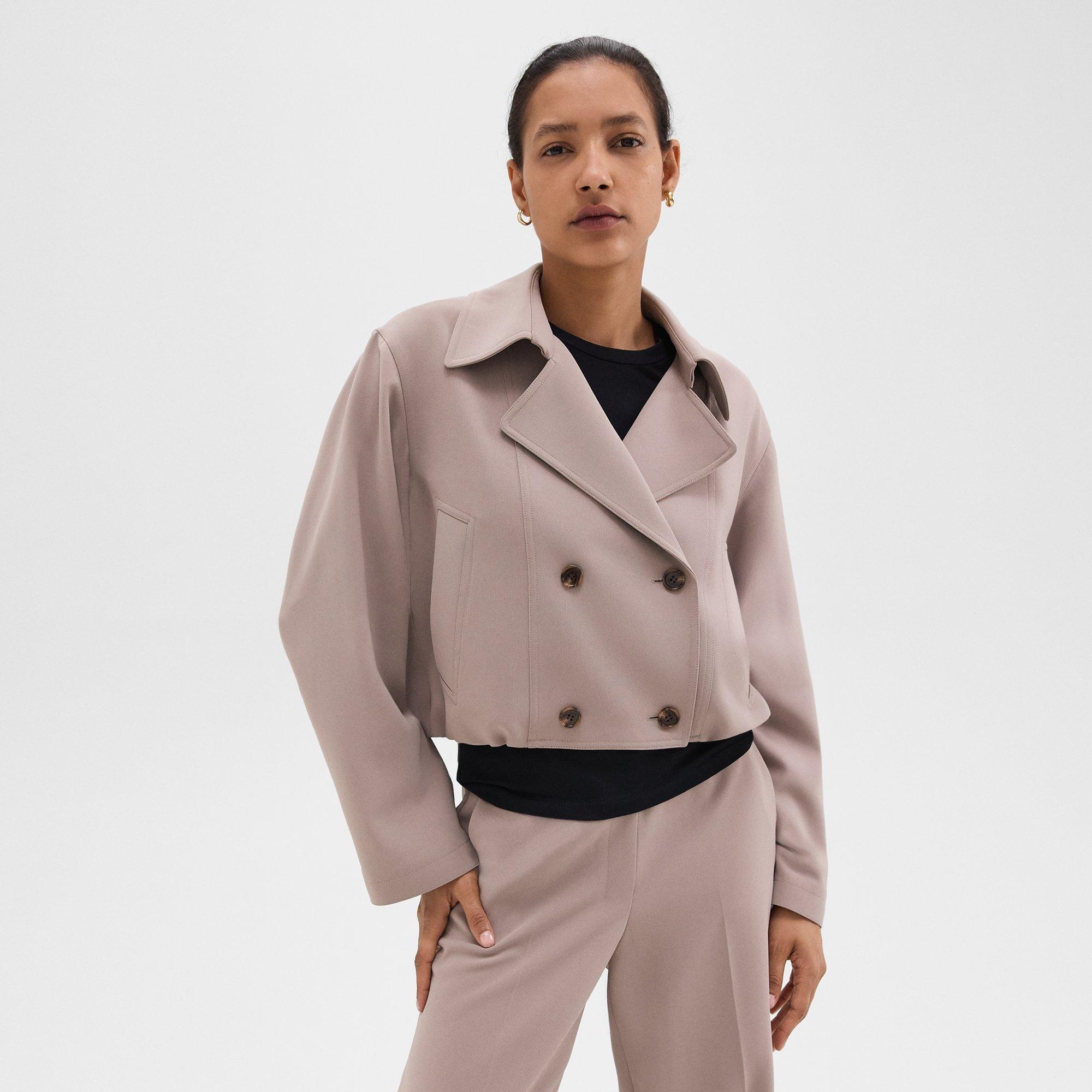 Double-Breasted Crop Trench in Admiral Crepe - 2