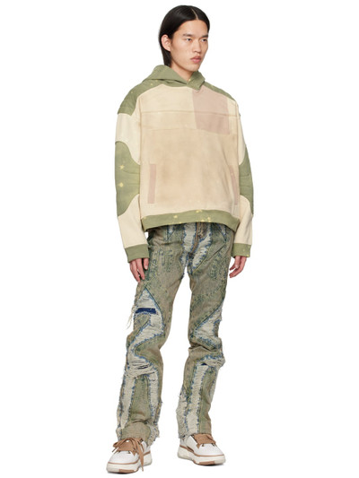 WHO DECIDES WAR Beige & Green Armour Hoodie outlook