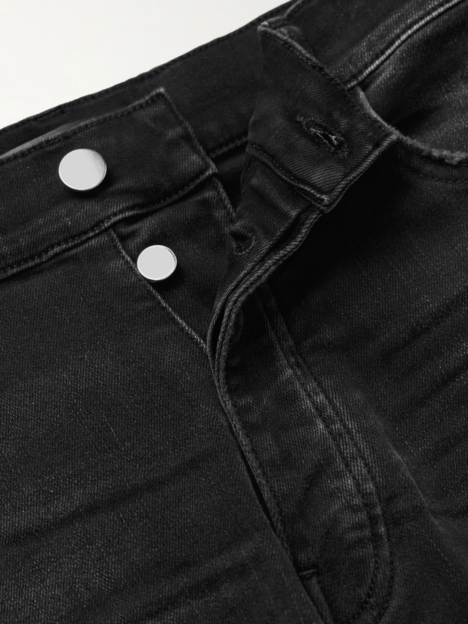 Bones Skinny-Fit Appliquéd Distressed Jeans Black - 6