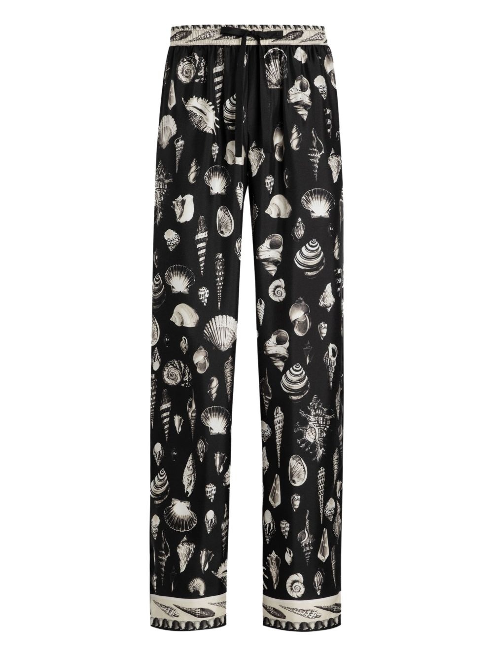 shell-print silk trousers - 1
