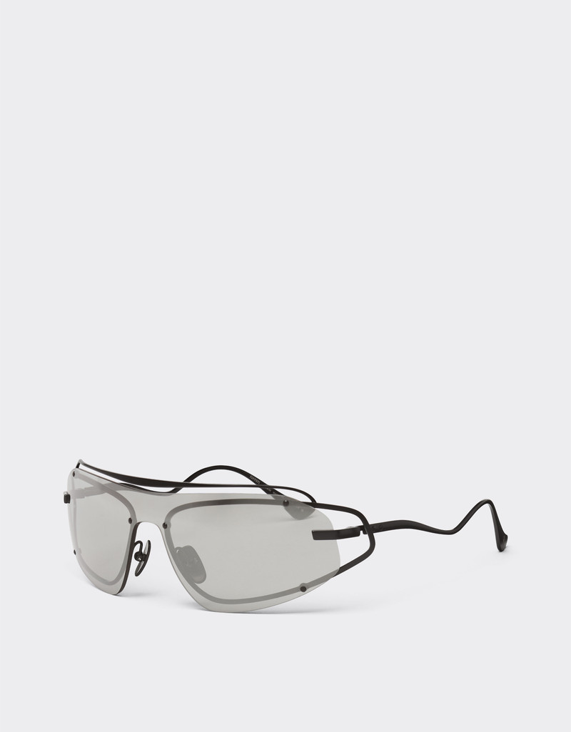 Ferrari sunglasses in matt black titanium with silver gradient mirror grey shield 4