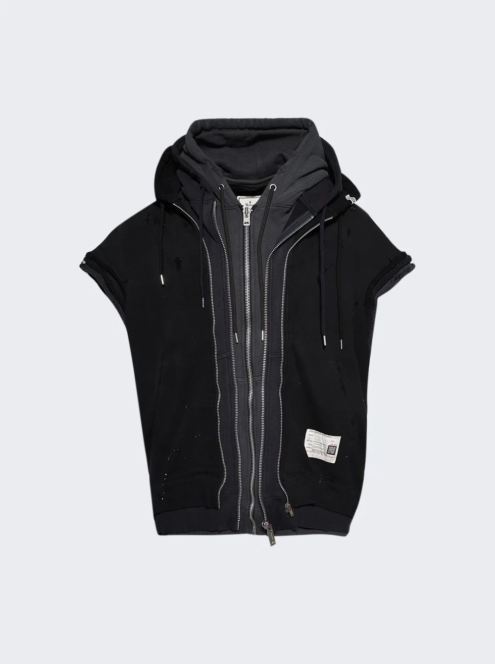 Triple Layered No Sleeve Parka Black - 1