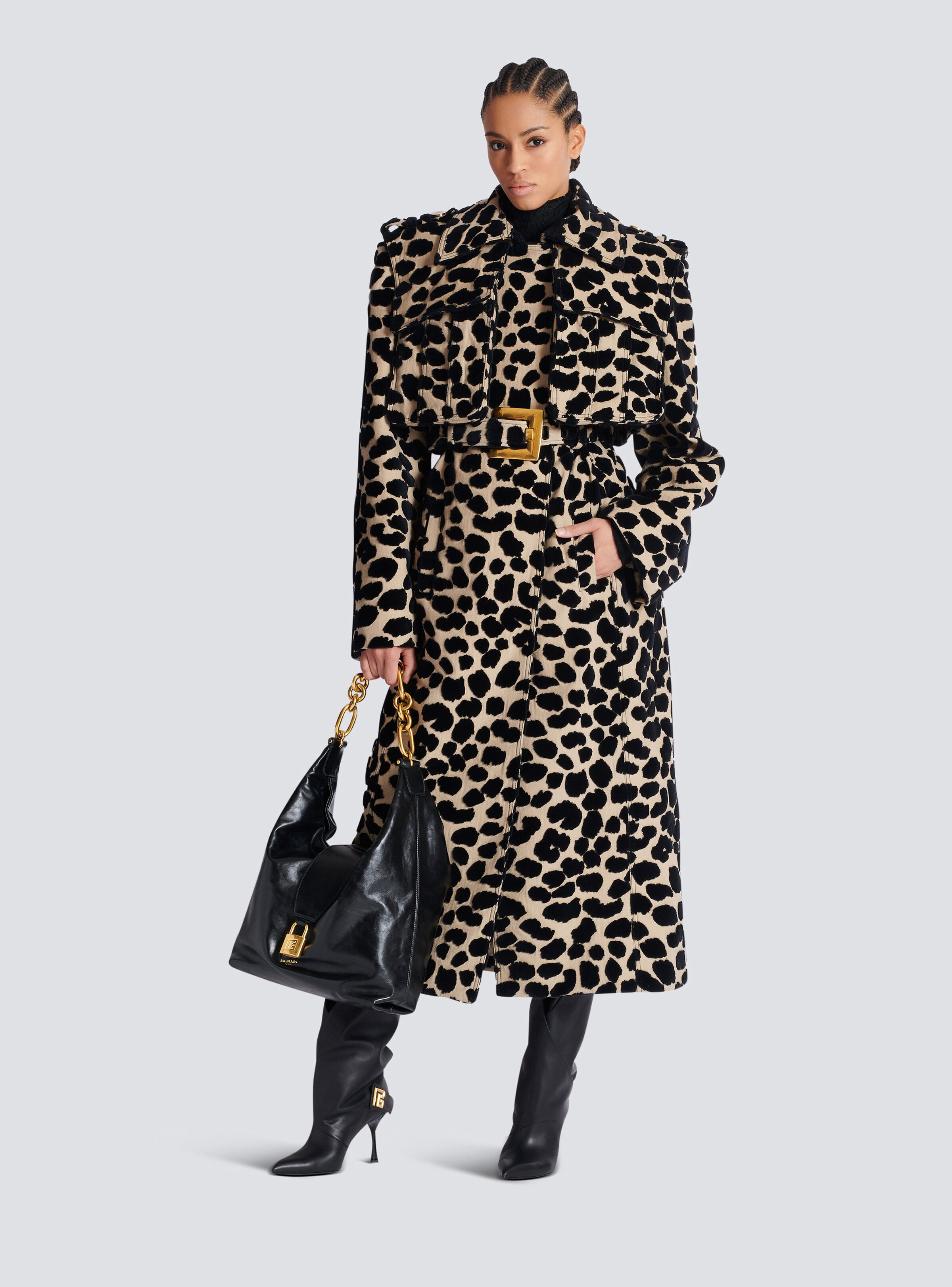 Leopard print jacquard belted trench - 2