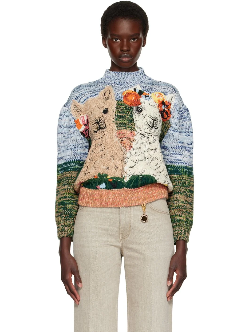 Multicolor Alpaca Jacquard Knit Sweater - 1