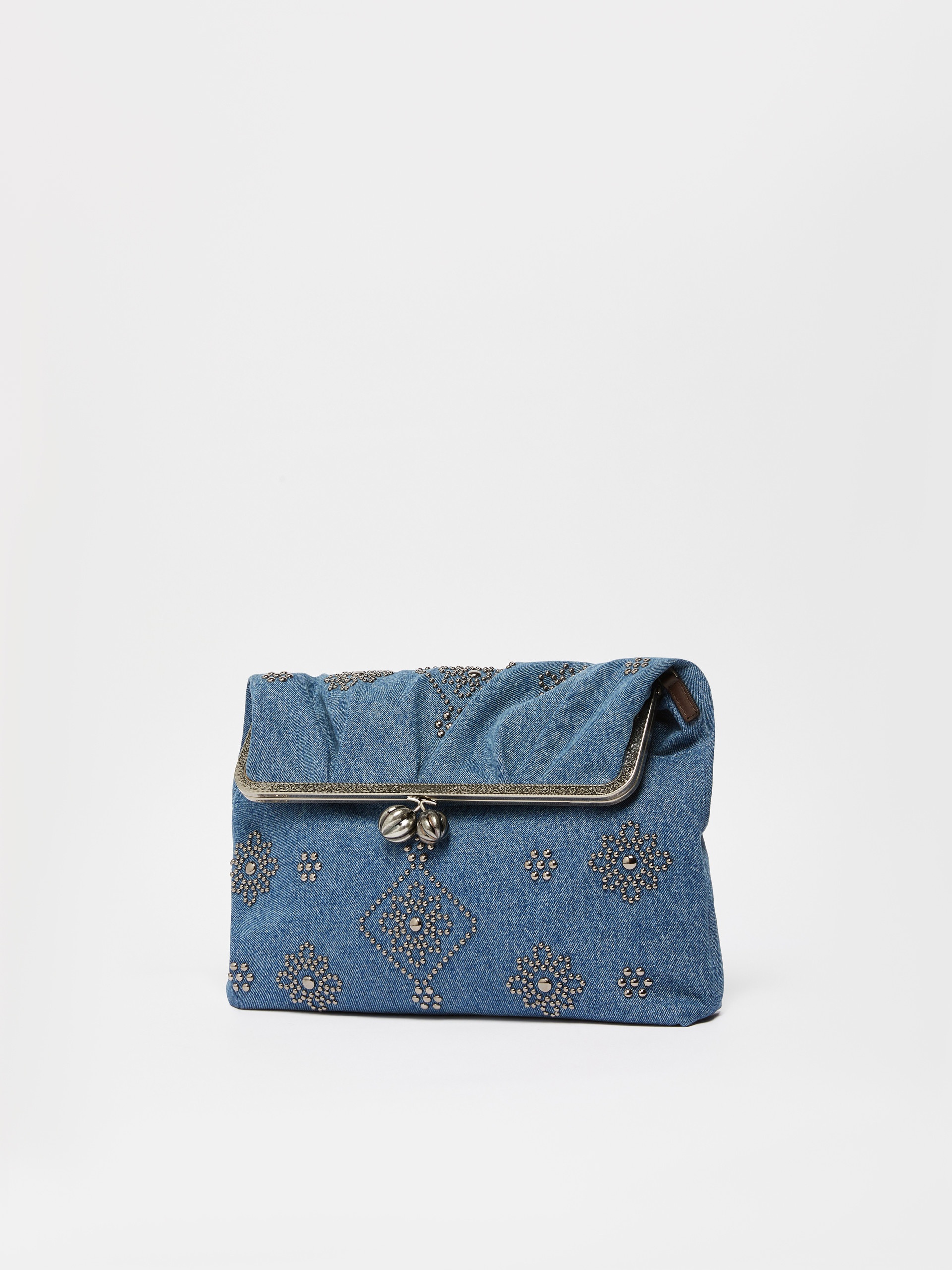 VANEZZA Large embroidered denim clutch-style Pasticcino Bag - 2