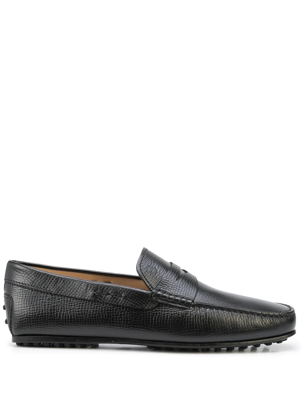 grained leather penny loafers - 1