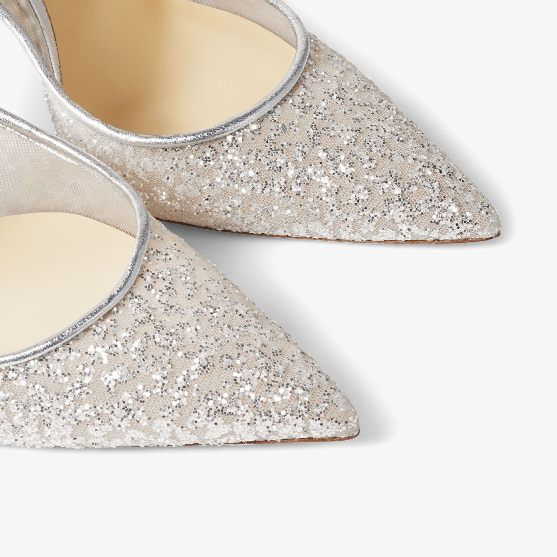 Bing 100
Silver Glitter Tulle Mules with Crystal Strap - 5