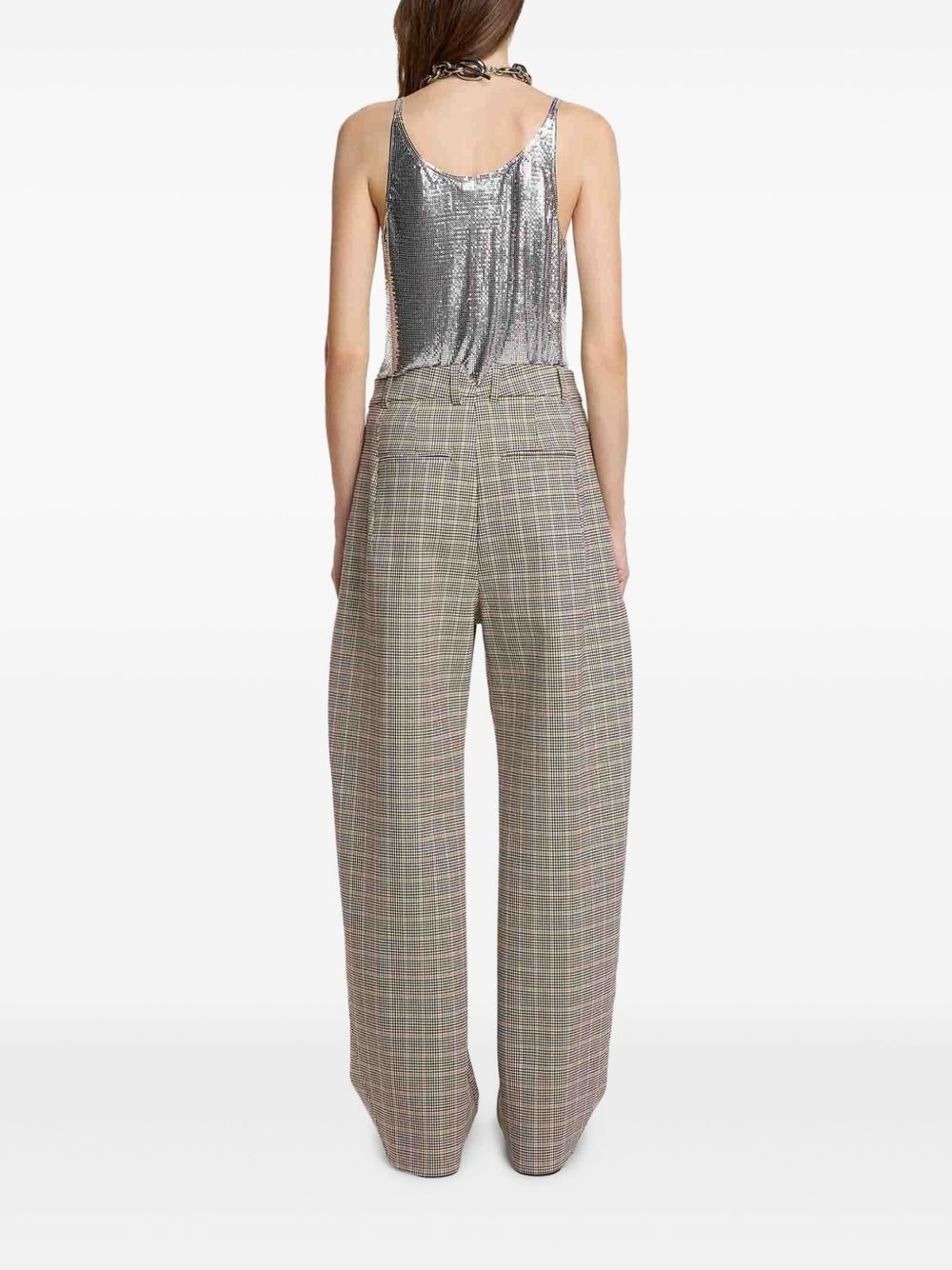 checked pleated wide-leg trousers - 3
