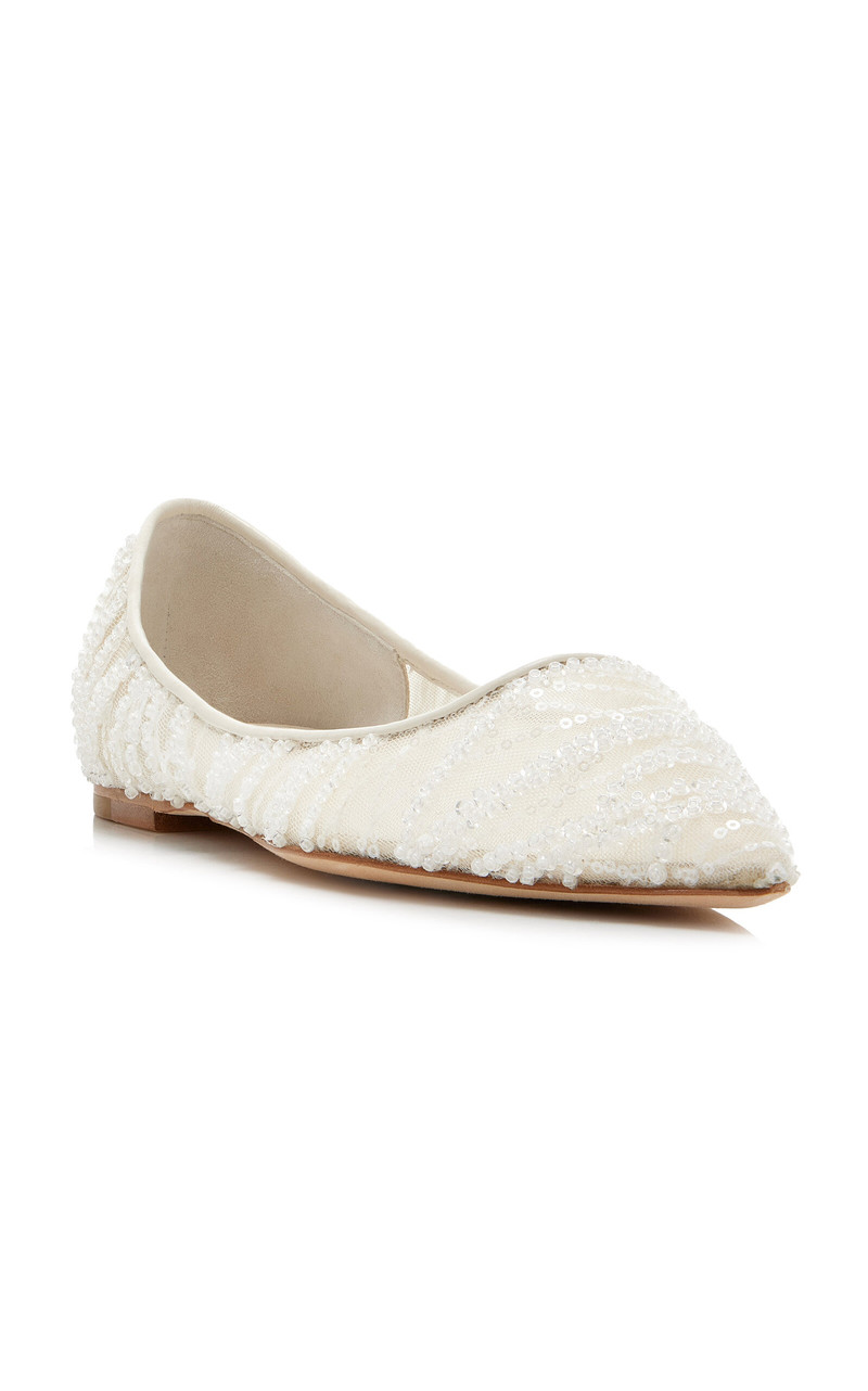 JIMMY CHOO Love Embellished Mesh Ballet Flats white outlook