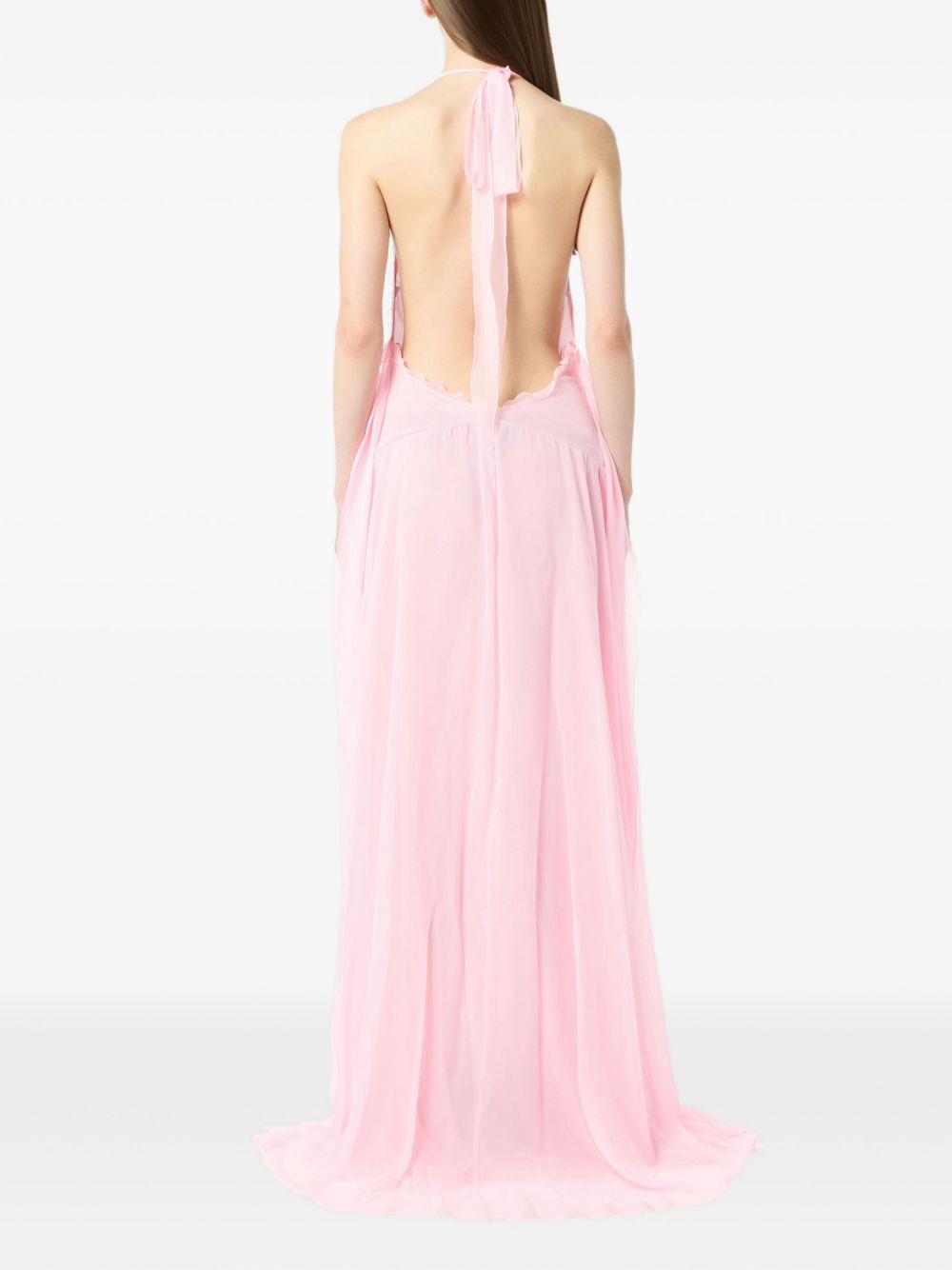 rose-embellished ruffled maxi dress - 3