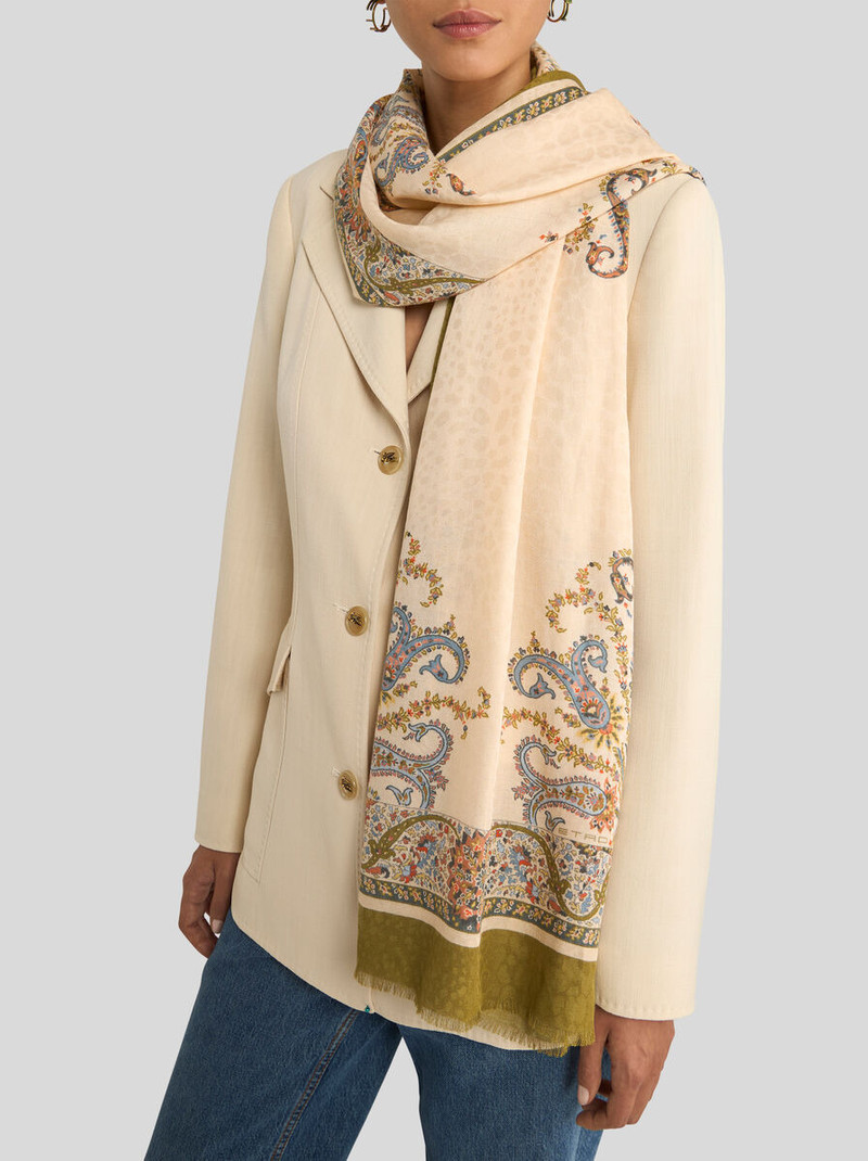 Etro COTTON-BLEND JACQUARD SCARF WITH FLORAL MOTIF outlook