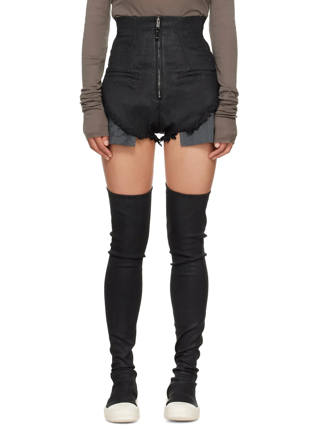 Black Tower Dirt Cutoff Denim Shorts - 1