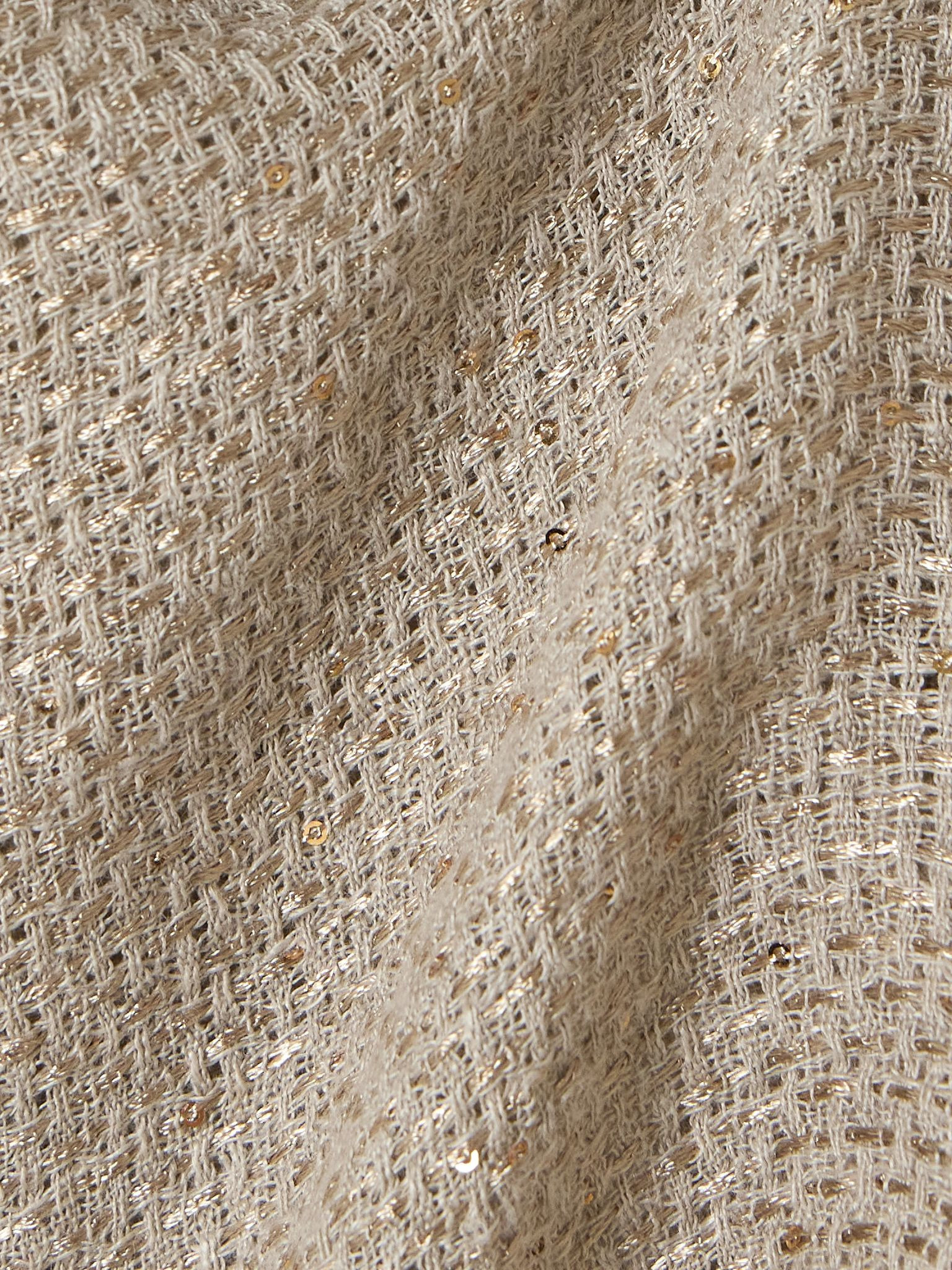 Stella cropped sequin-embellished linen-blend gauze vest Sand - 4