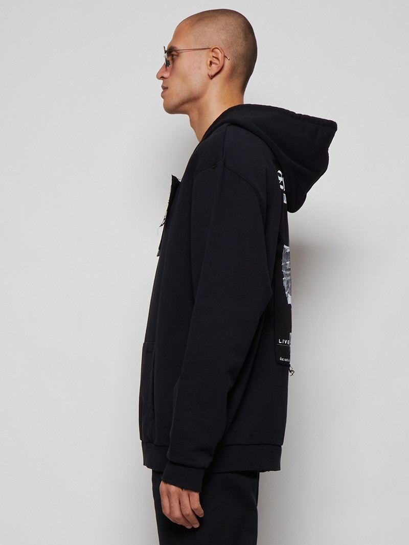 Static Skin Destroyed Hoodie Black 4