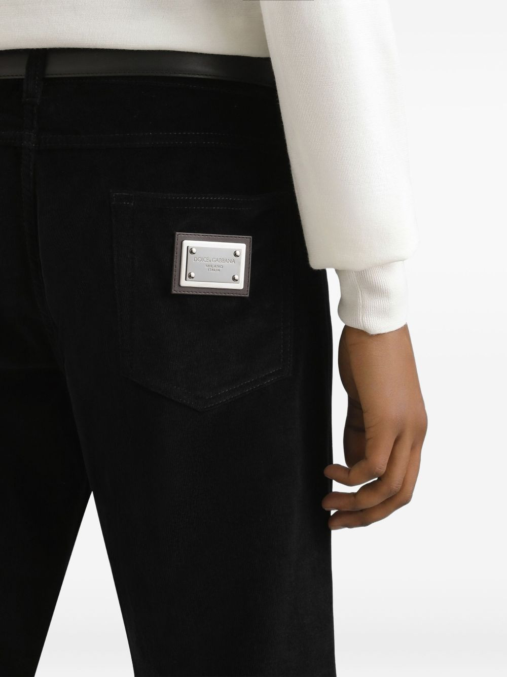 logo-plaque corduroy trousers - 5