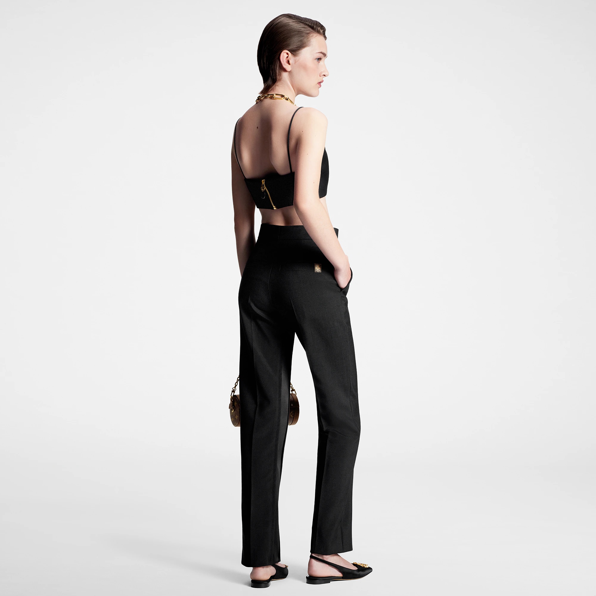 Jewel Button Tuxedo Pants - 3
