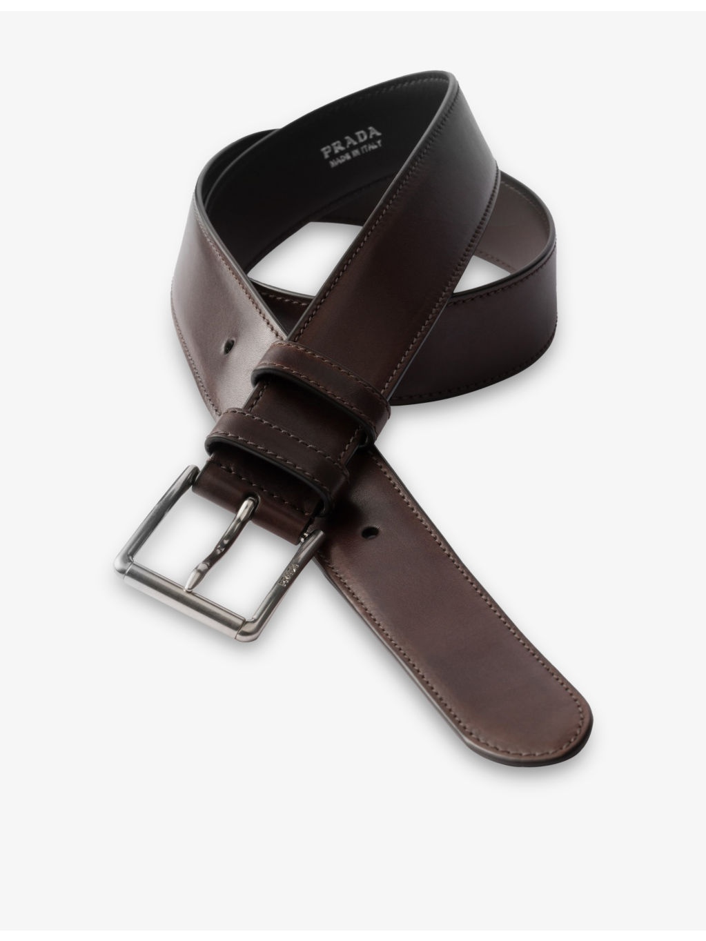 Brand-Engraved Antiqued Leather Belt - 3